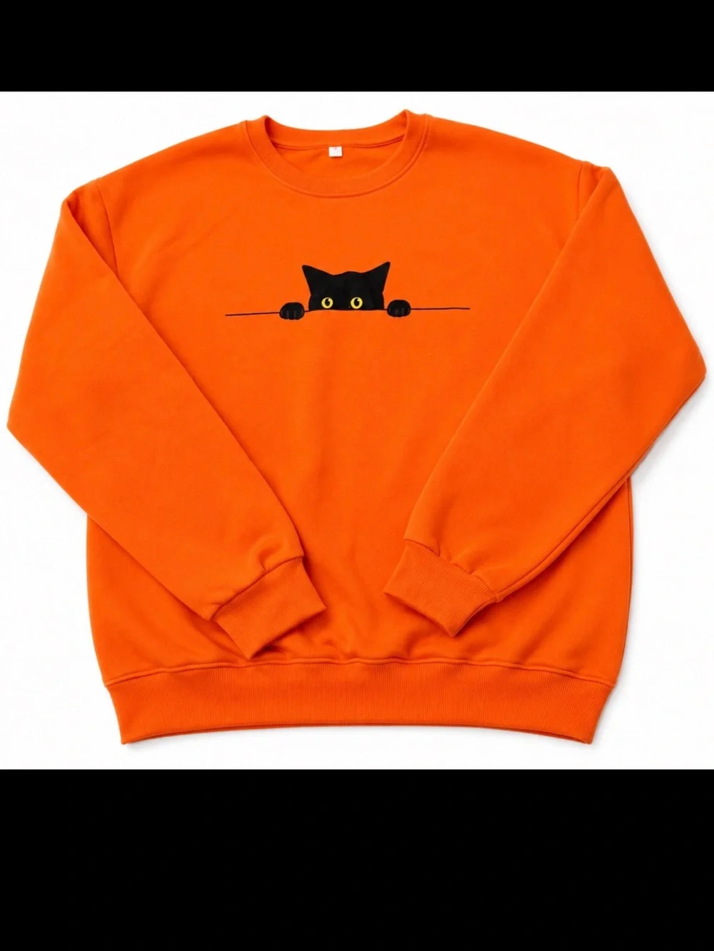 Orange Cat Peek Crewneck Sweatshirt - Unbranded
